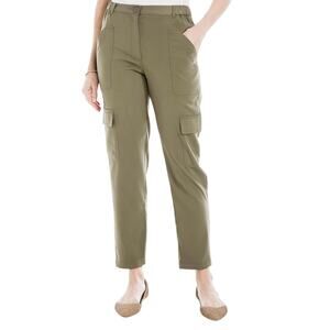 Max Studio Soft Twill Cargo Pants, Sage Green, Women's Size XL